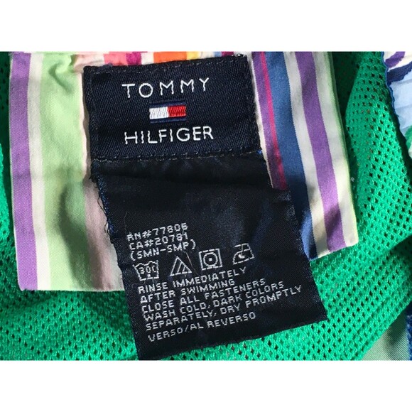 Vintage Tommy Hilfiger Men's Sz Large Hawaiian  Mesh-Lined Swim Trunks 7" Inseam - Picture 16 of 16